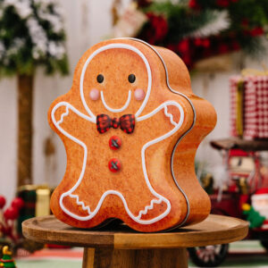 Boîte à biscuit en métal en forme de bonhomme