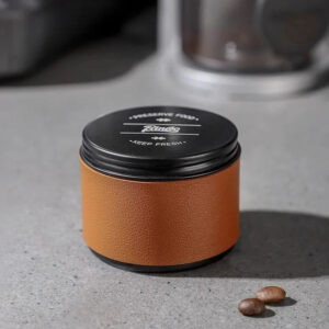 Boîte à café élégante avec bande en similicuir