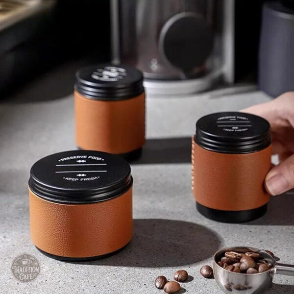 Boîte à café design avec finition similicuir