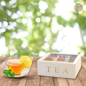 Boîte à thé élégante avec compartiments en verre