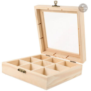 Boite à Thé en Bois et Verre 9 Compartiments