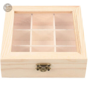 Organisateur de Thé en Bois 9 Compartiments Transparent