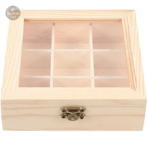 Organisateur de Thé en Bois 9 Compartiments Transparent