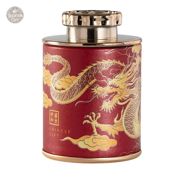 Boite à thé dragon, format compact en métal
