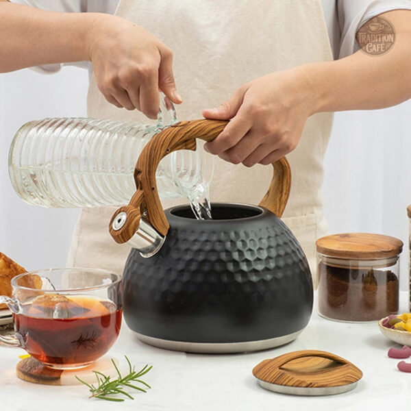 Bouilloire à sifflet, capacité 1 litre en acier