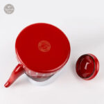 Bouilloire rouge avec motif pois blancs classique