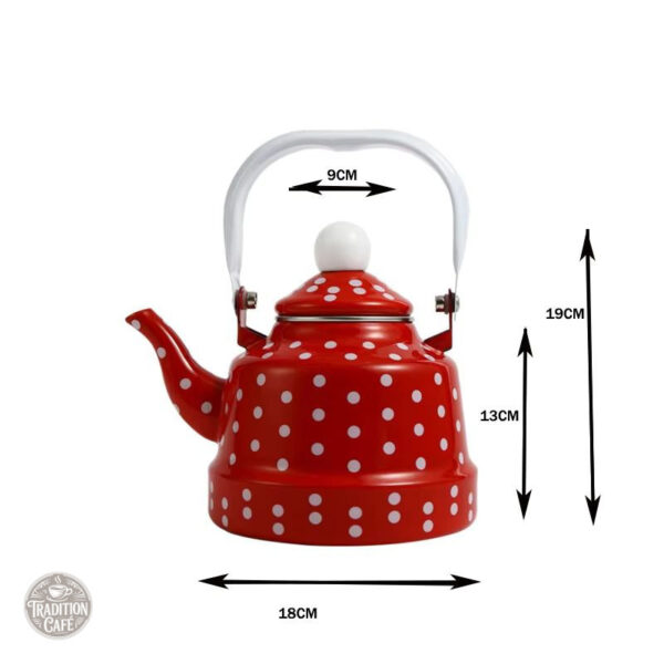 Bouilloire rouge à pois blancs pour un style amusant