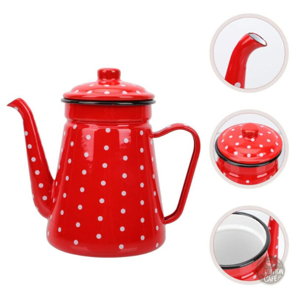 Design rouge avec pois blancs pour bouilloire