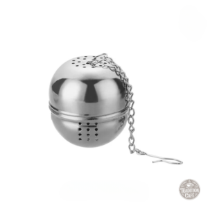 Boule à thé argentée en acier inoxydable avec chaînette
