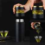 Bouteille à thé infuseur noire, acier inoxydable chic