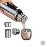 Bouteille de voyage, thermos argenté, isolant efficace