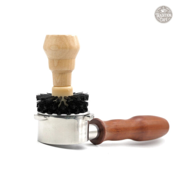 Brosse en bois pour nettoyage de porte filtre à café
