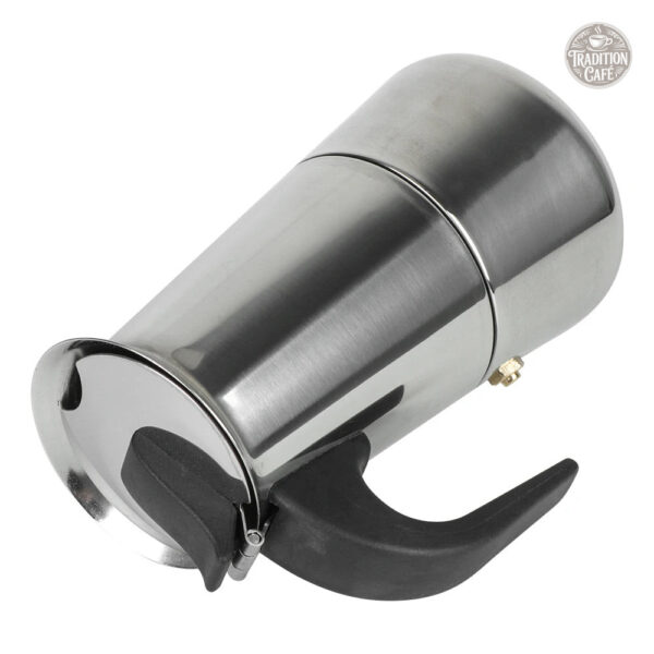 Cafetière 6 Tasses, design en acier inoxydable argenté