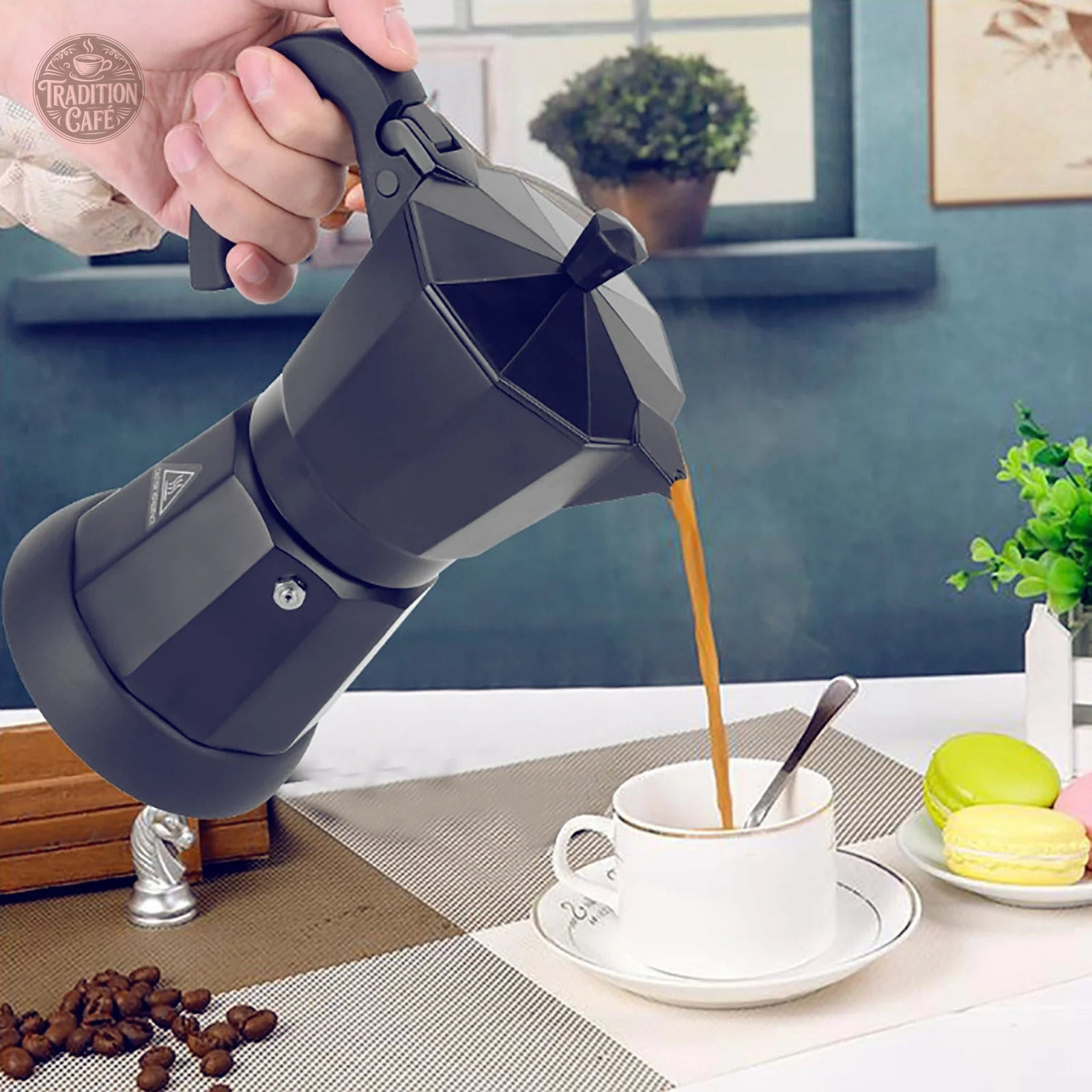 Cafetière Italienne Électrique 6 Tasses en Aluminium
