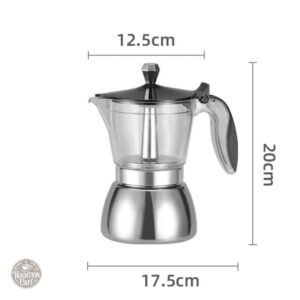 Cafetière Inox avec collecteur transparent, style pratique