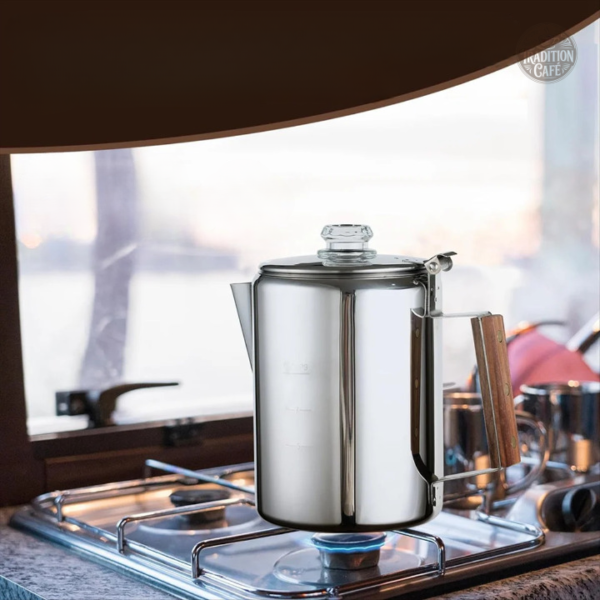 Percolateur ancien en acier inoxydable