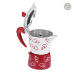 Cafetière en aluminium avec cœurs, style italien