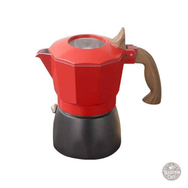 Cafetière moka en rouge et noir pour un café savoureux