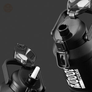 Gourde isotherme noire 1,5L pour boissons chaudes et froides