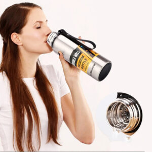 Gourde en acier inoxydable 1L, finition argentée