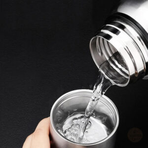 Bouteille isotherme 1 litre, couleur argent, acier inoxydable