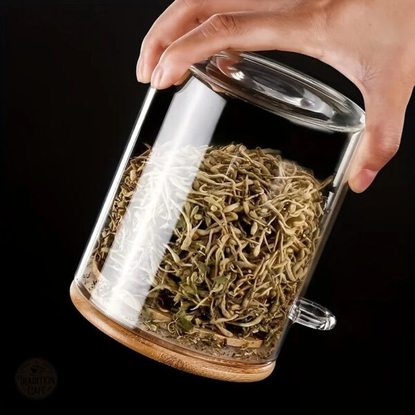 Lot de 2 boîtes en verre avec couvercle en bois naturel