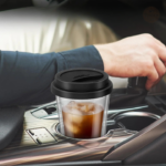 Verre double paroi, mugs avec couvercle, ensemble de 2