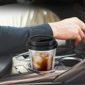 Verre double paroi, mugs avec couvercle, ensemble de 2