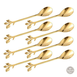 Cuillères à café dorées raffinées, lot de 8 pièces