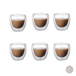 Tasse à café double paroi en verre, lot de 6 pièces