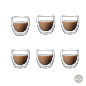 Tasse à café double paroi en verre, lot de 6 pièces