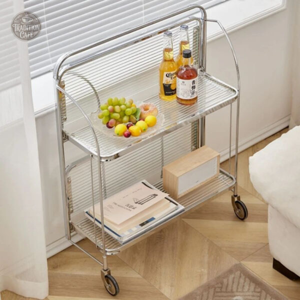 Élégant meuble à café sur roulettes, gain de place