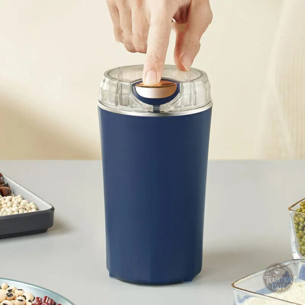 moulin-cafe-electrique-bleu-acier-inoxydable-1 Moulin à café électrique bleu en acier inoxydable