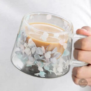 Verre double paroi, mug floral élégant pour boissons chaudes