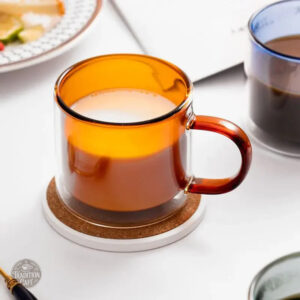 Mug en verre double paroi avec poignée orange