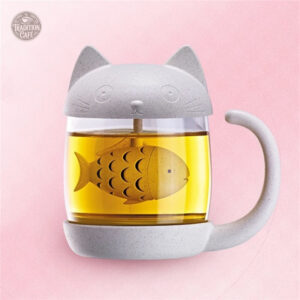 Mug infuseur chat avec filtre poisson pour vos thés