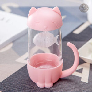 Mug infuseur rose en forme de chat