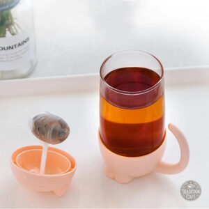 Mug à thé chat rose avec infuseur intégré