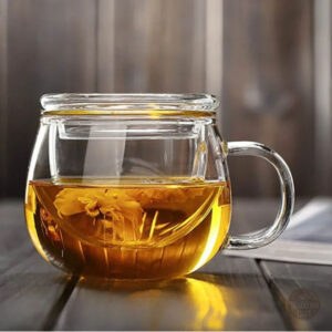 Mug infuseur en verre avec couvercle élégant