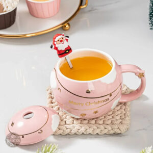 Mug de Noël rose en forme de boule décorative