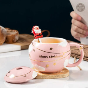 Mug festif rose en forme de boule pour Noël