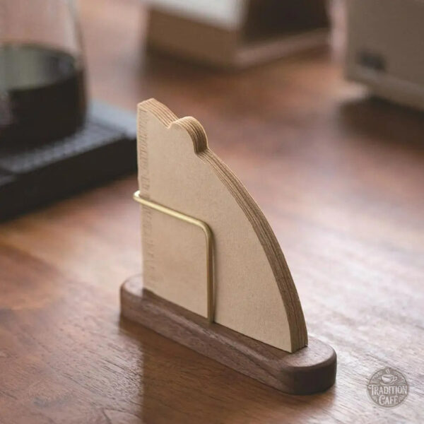 Porte filtre à café design en métal et bois