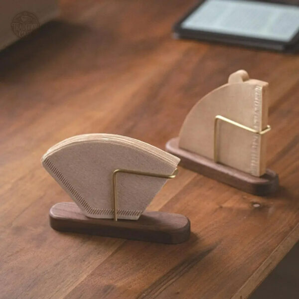 Porte filtre à café moderne en métal et bois