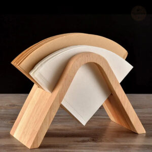 Porte filtre café design triangulaire en bois