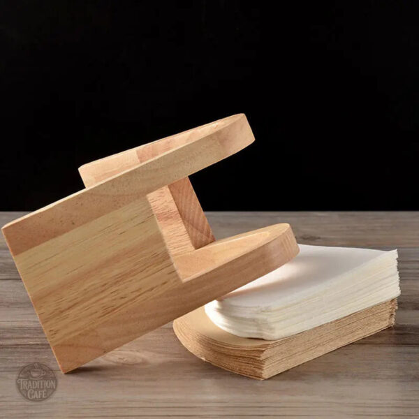 Accessoire café élégant en bois pour filtres