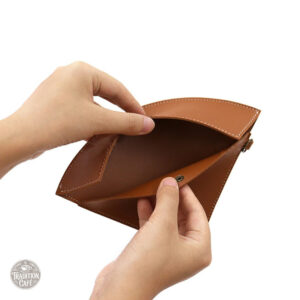 Accessoire café en similicuir marron pour porte filtre