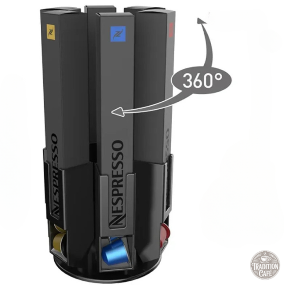 Accessoire noir pour capsules Nespresso, design rotatif