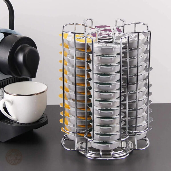 Organisateur rotatif pour capsules Tassimo, finition argentée