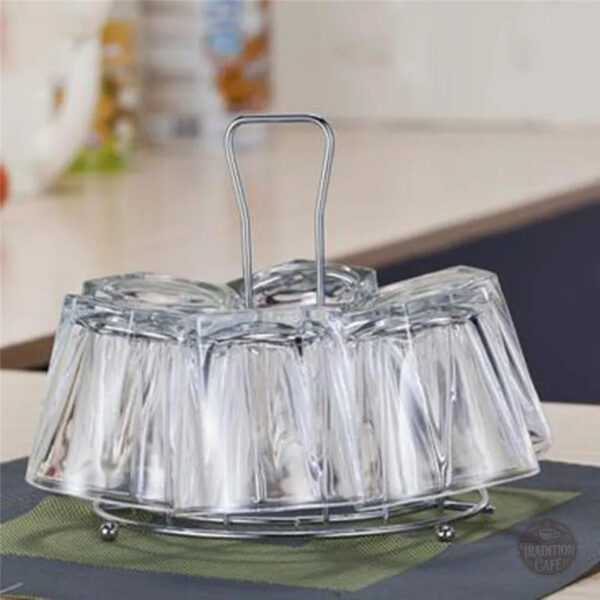 Support élégant pour tasses en métal argenté