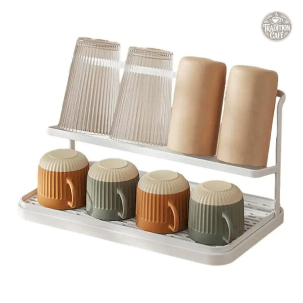 Organisateur de tasses à deux niveaux pour cuisine moderne